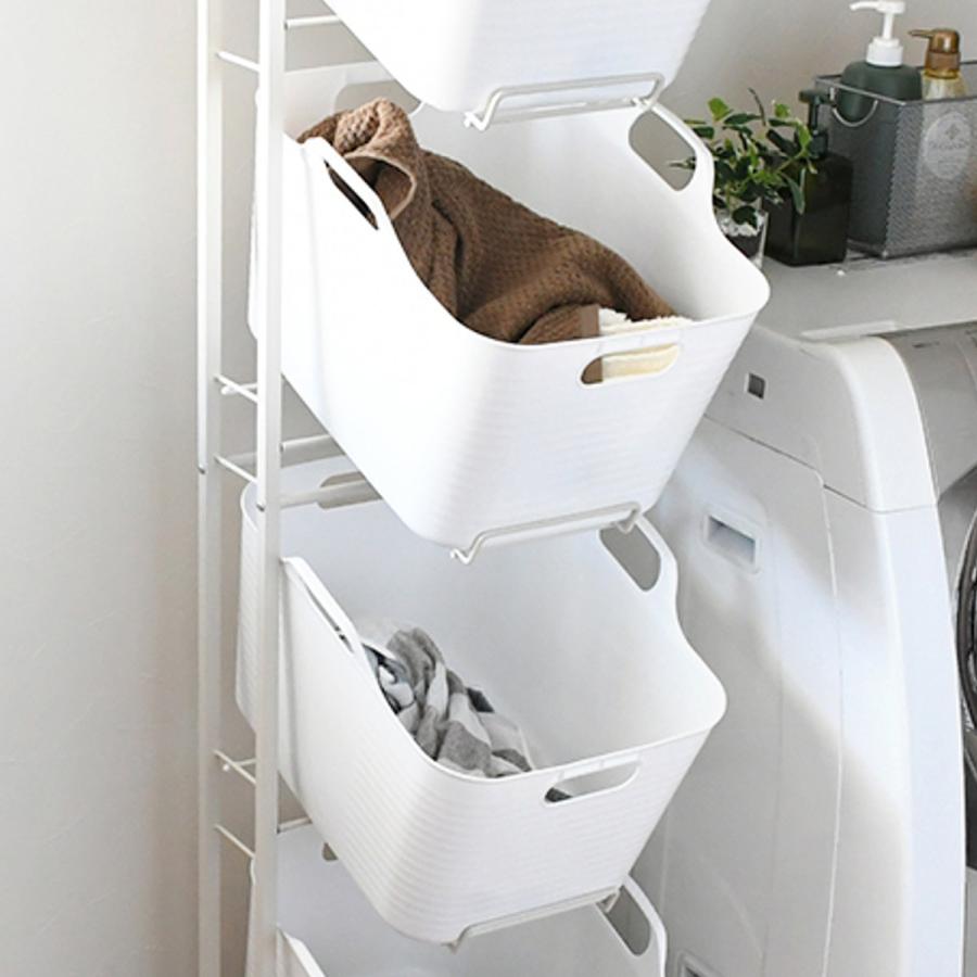 ランドリーバスケット 4段 スイング式 バスケットラック （ ランドリー