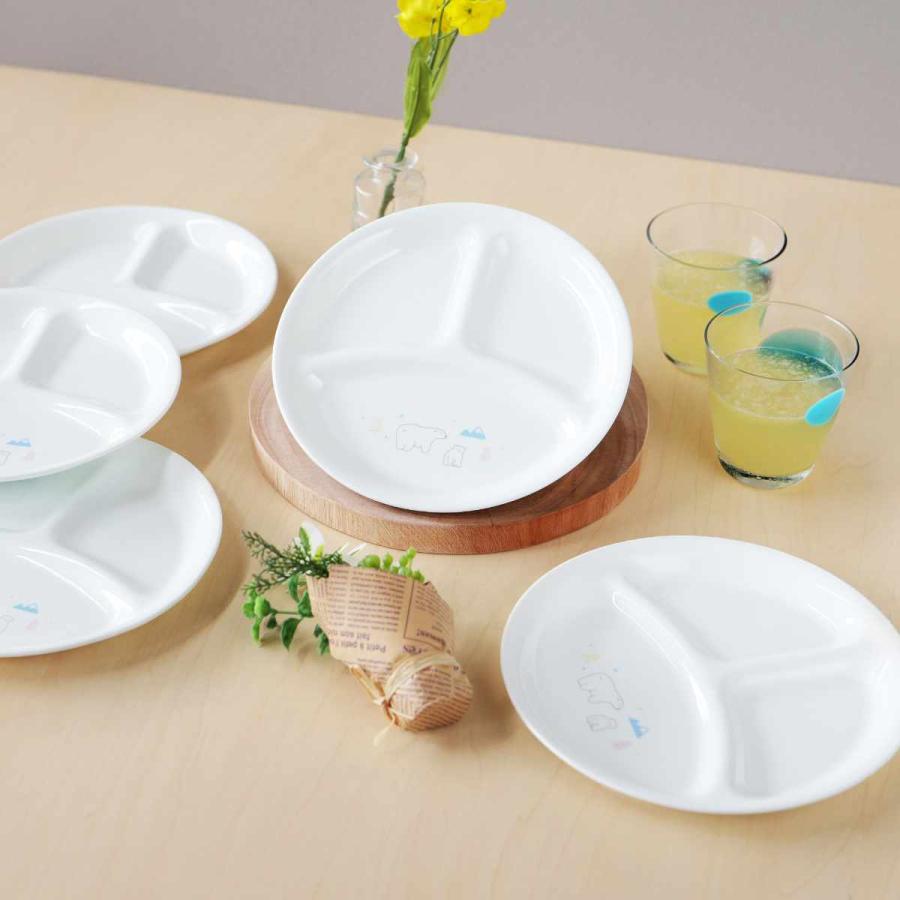 ランチプレート 21.5cm CORELLE コレール シロクマ 強化ガラス 5枚セット （ 食洗機対応 電子レンジ対応 オーブン対応 仕切り皿 アニマル 動物 ）の画像