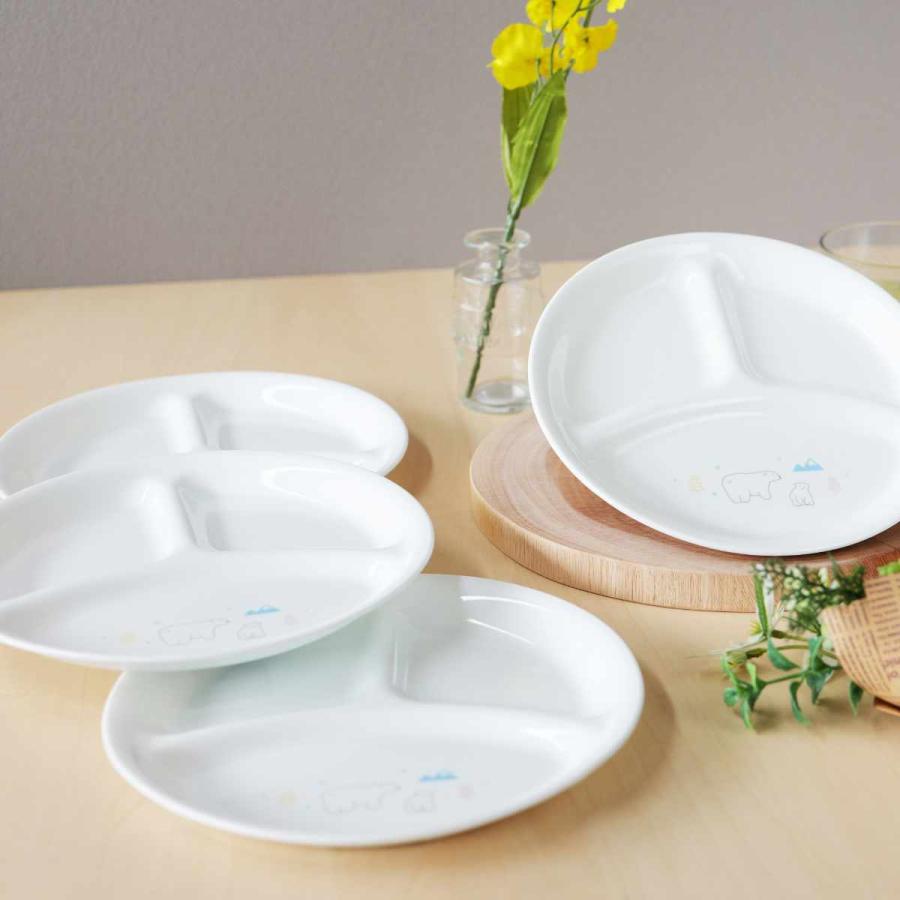 ランチプレート 21.5cm CORELLE コレール シロクマ 強化ガラス 5枚セット （ 食洗機対応 電子レンジ対応 オーブン対応 仕切り皿 アニマル 動物 ）の画像