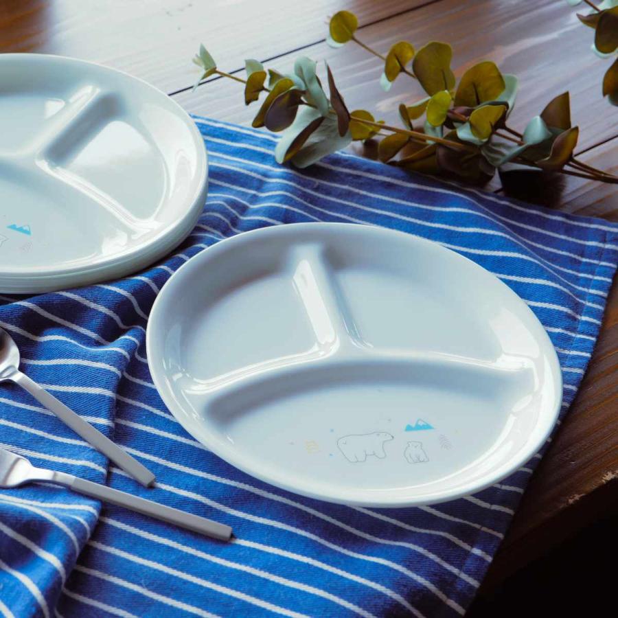 ランチプレート 21.5cm CORELLE コレール シロクマ 強化ガラス 5枚セット （ 食洗機対応 電子レンジ対応 オーブン対応 仕切り皿 アニマル 動物 ）の画像