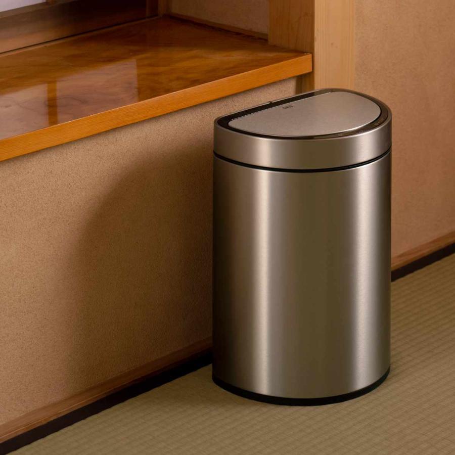 ゴミ箱 12L EKO ミラージュセミラウンドセンサービン （ イーケーオー ごみ箱 12リットル 半円型 ステンレス センサー 自動開閉 ふた付き ）_4