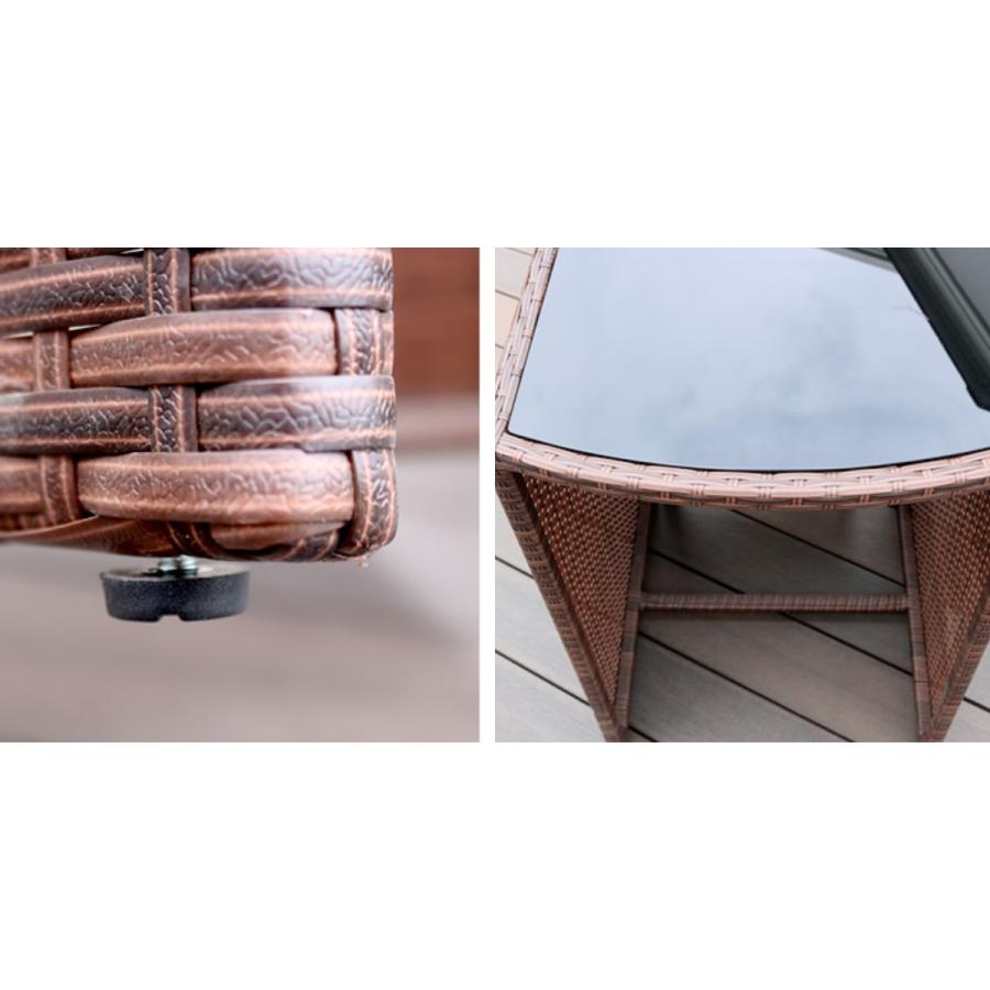 テーブル 3点セット リゾモダン ラタン調 コンパクト （ ガーデン