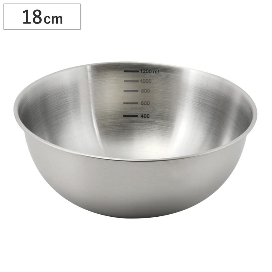 パール金属 ボウル 18cm メモリ付き ステンレス製 ベーシスライン
