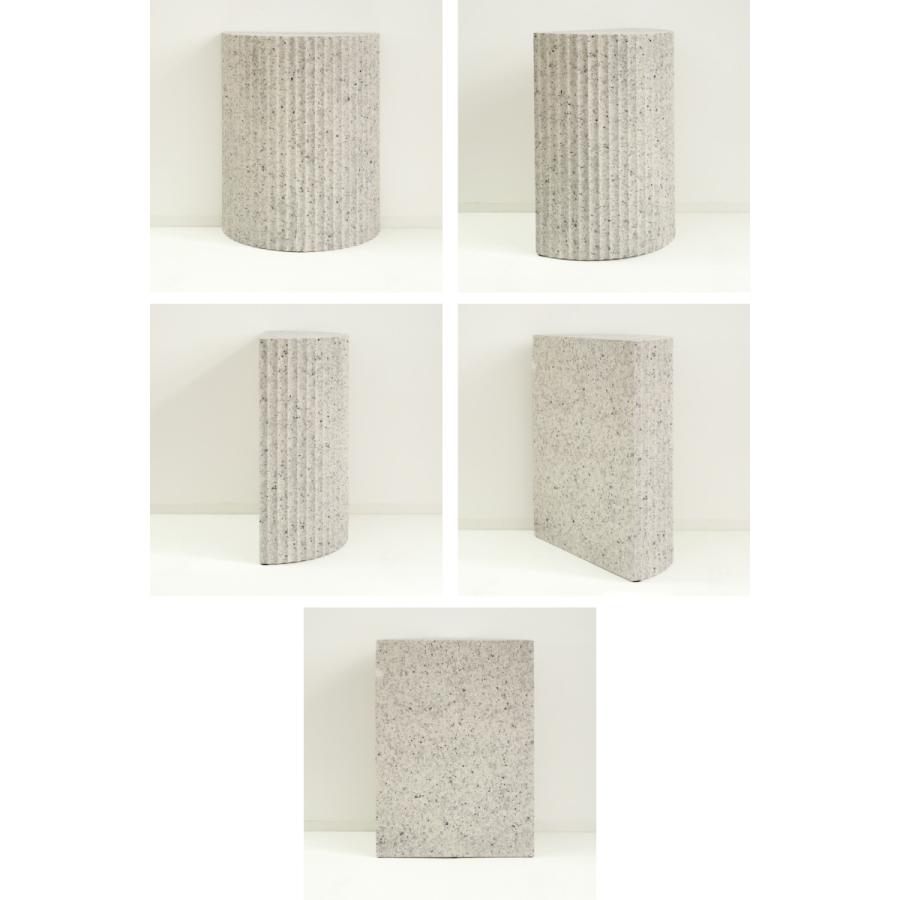 東谷 サイドテーブル 半円型 幅40cm 高さ48cm テラゾー柄 （ ストーン