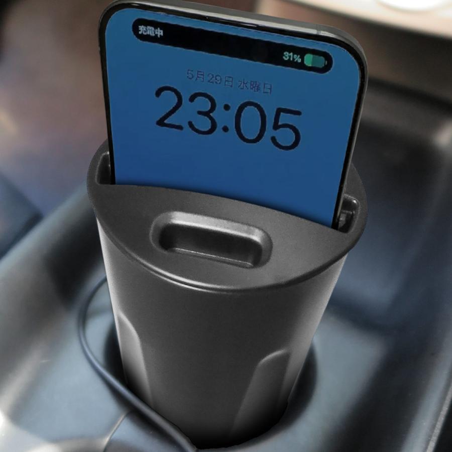 充電器 車用 ワイヤレス 急速 充電 カップスタンド スマホ イヤホン  