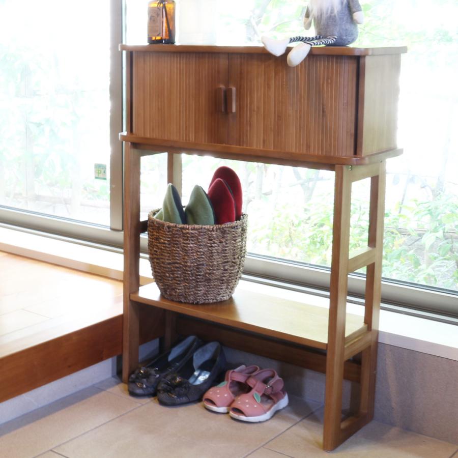 OSMAC コンソールテーブル 幅60cm ジャバラ扉収納 可動棚付