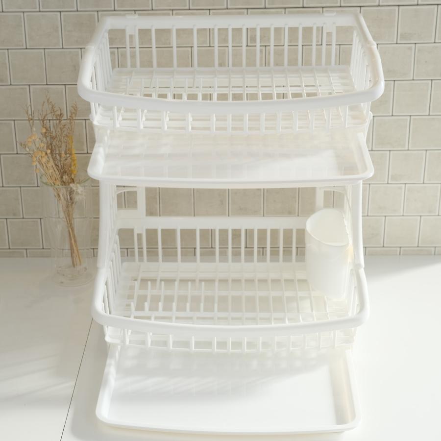 水切りラック　食器棚 水切りかご シンク上 水切り 2段K パール金属 水切りラック 2段 オンリーワン・ステージ PC二段式水切り