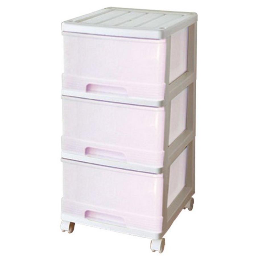 チェスト 深型 収納ケース 3段 キャスター付き パステルカラー 幅34.5