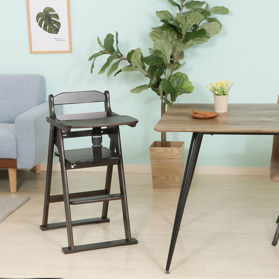 不二貿易 ベビーチェア 折りたたみ ベルト付 （ テーブル付き 天然木