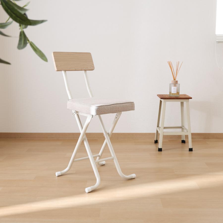 不二貿易（Fuji Boeki） 折りたたみ椅子 座面高47cm 背もたれ付 厚座