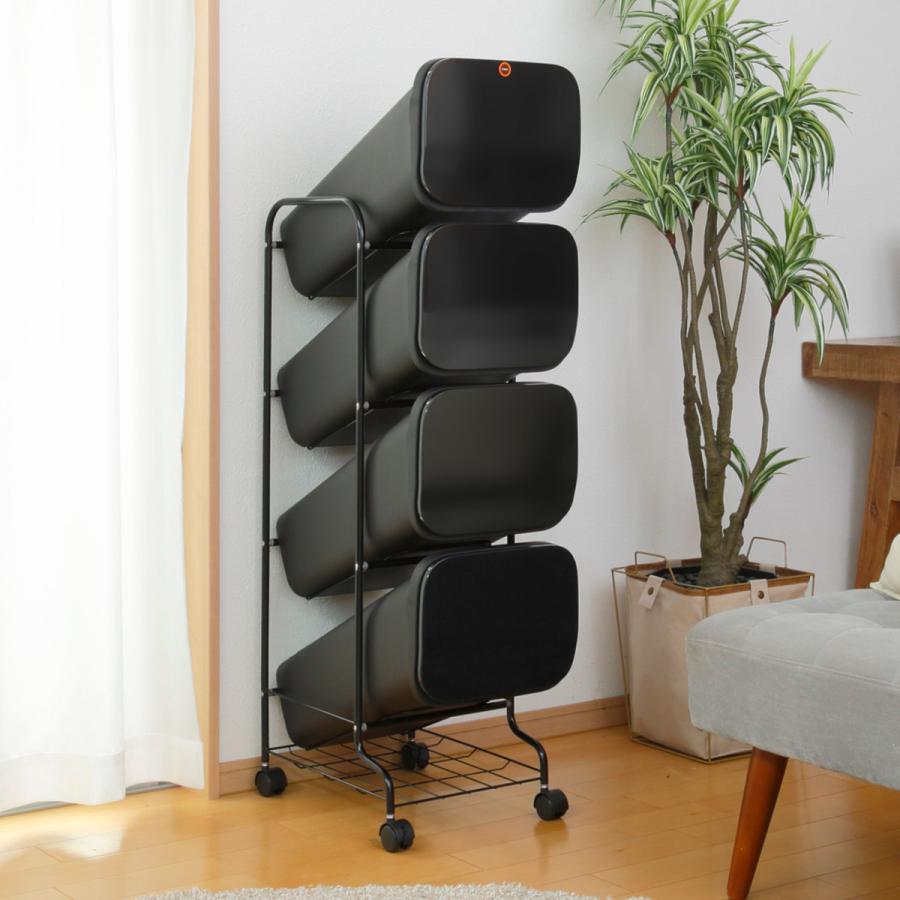 ゴミ箱 4段 Nスムース スタンドダストボックス （ ごみ箱 19L×4 ふた