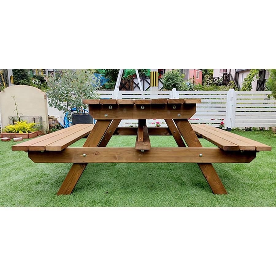 ガーデンテーブル 日本製ひのきピクニックテーブル 幅150cm 防腐加工
