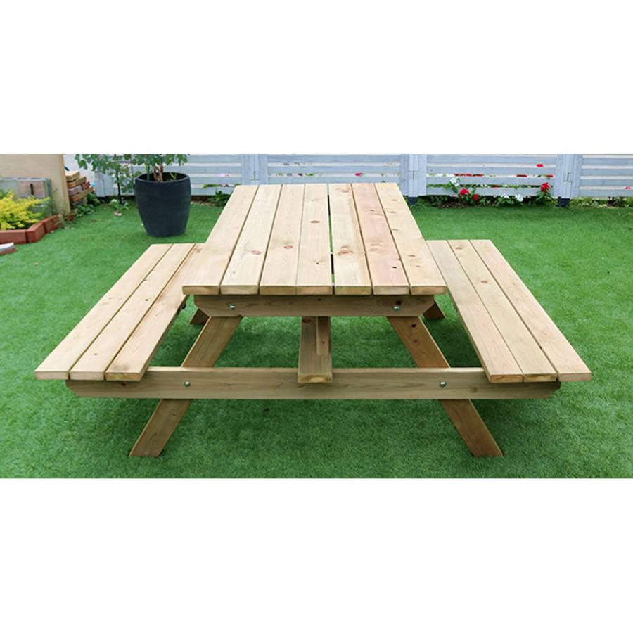 ガーデンテーブル 日本製ひのきピクニックテーブル 幅150cm 防腐加工