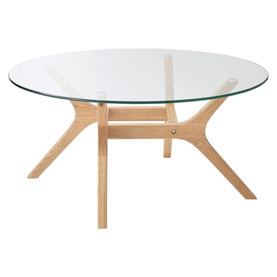 東谷 リビングテーブル 円型 直径80cm ガラステーブル （ ガラス天板