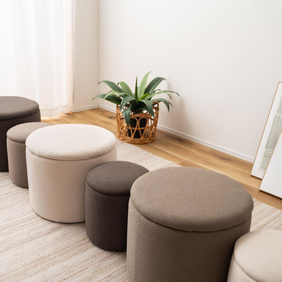 スエード調　円形スツール 東谷 スツール 円型 高さ32cm 収納付 （ 丸 ラウンドスツール 椅子