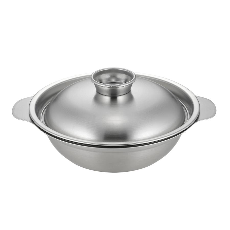 下村企販 卓上鍋 18cm IH対応 蓋付き 蒸し皿付き ステンレス製 日本製