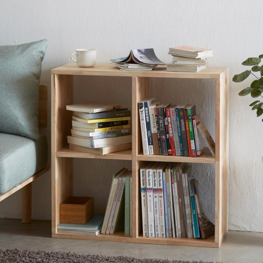 オープンシェルフ 2×2 幅73cm ラバーウッド 無垢材 （ シェルフ