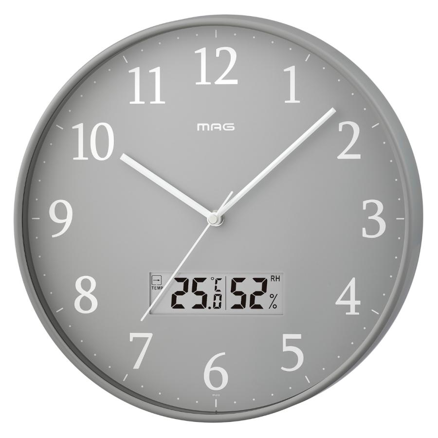 ノア精密 掛け時計 グリージョ MAG 電波時計 ステップ秒針 秒針停止