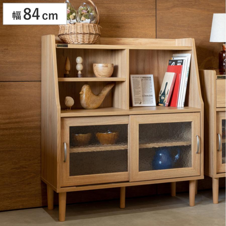 ミニシェルフ 幅84cm すりガラス扉 （ ジェロディ joredy ラック 棚