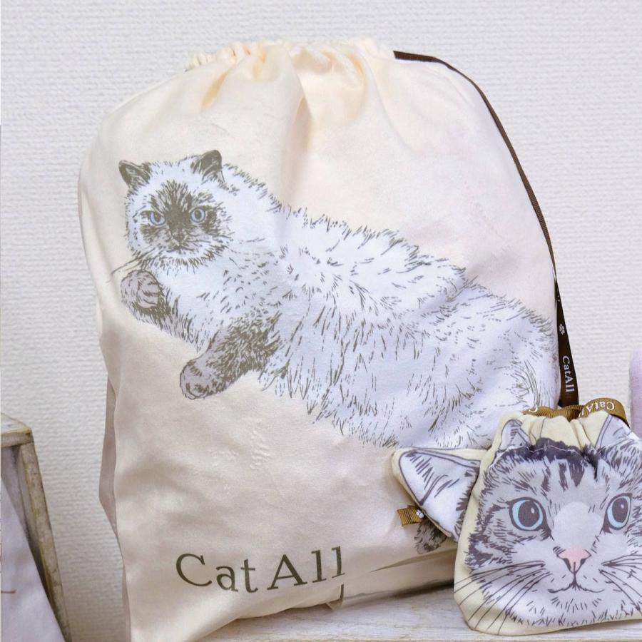 nicott（ニコット） ポーチ キャットオール フェイス 巾着 Lサイズ