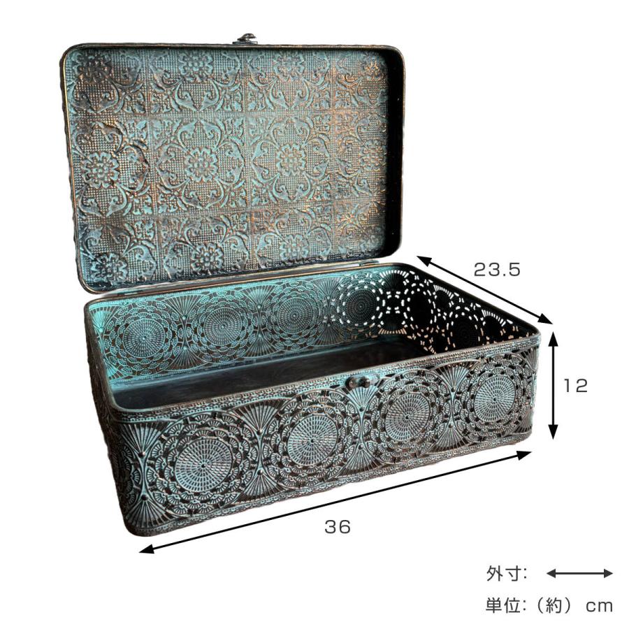 収納ボックス アンクブリキボックス L 小物入れ ふた付き 幅36×奥行