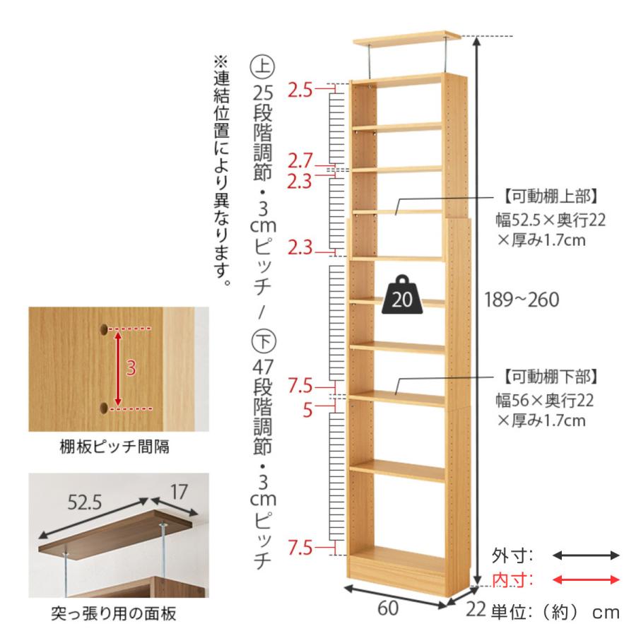 突っ張り 壁面収納ラック 幅60cm 頑丈 大容量 （ 突っ張りラック 壁面収納 本棚 棚 スリム 省スペース ラック オープンラック おしゃれ ）