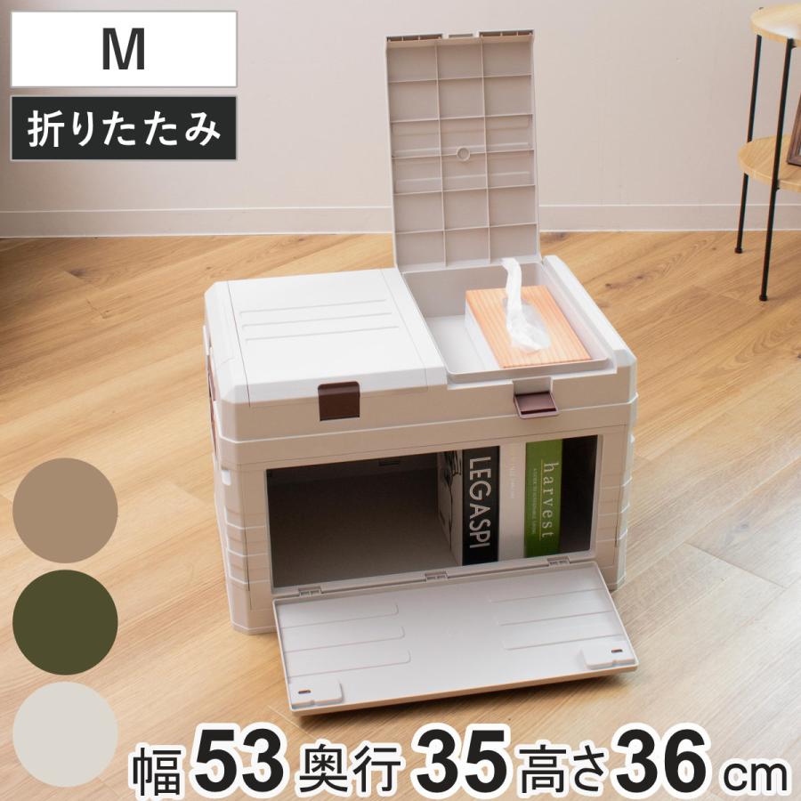 収納ボックス 2WAYオープン コンテナ M 折りたたみ 幅53×奥行35