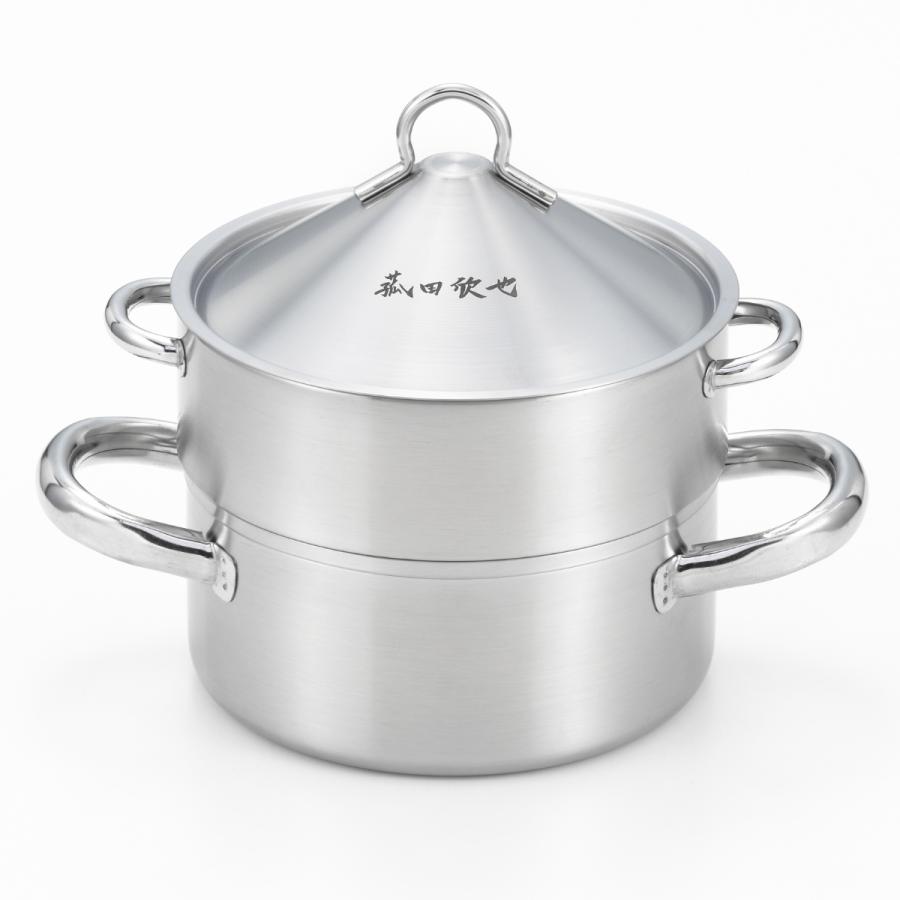 ヨシカワ 飲茶蒸し鍋 16cm 2段 IH対応 ステンレス製 日本製 菰田欣也