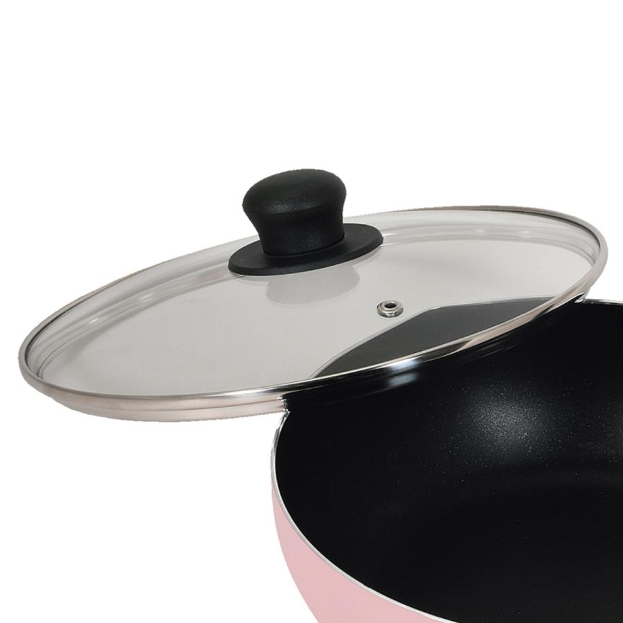 パール金属 フライパン 22cm IH対応 目盛付き ガラス蓋付き ふっ素加工