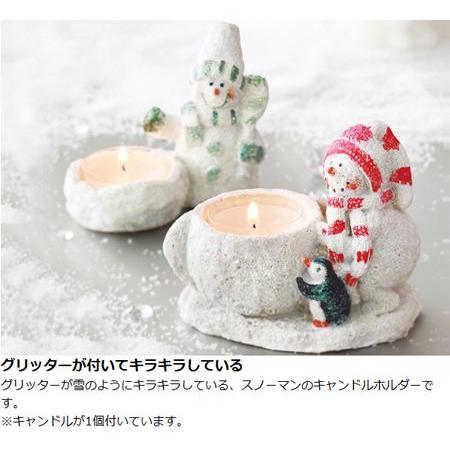 キャンドルホルダー クリスマス グリッタースノーマンホルダー
