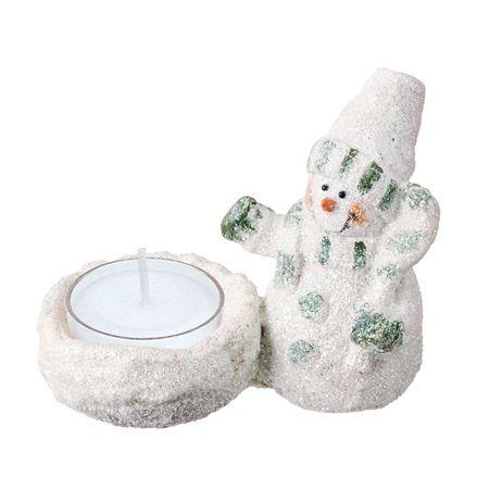 キャンドルホルダー クリスマス グリッタースノーマンホルダー