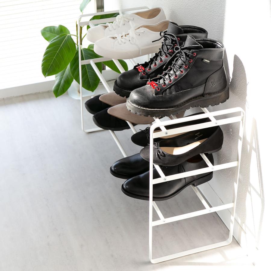 山崎実業 フレーム 伸縮シューズラック フレーム3段 （ 4903208075558 755 シューズボックス 玄関 玄関収納 靴 くつ ブーツ 収納 下駄箱 靴箱 ホワイト ）