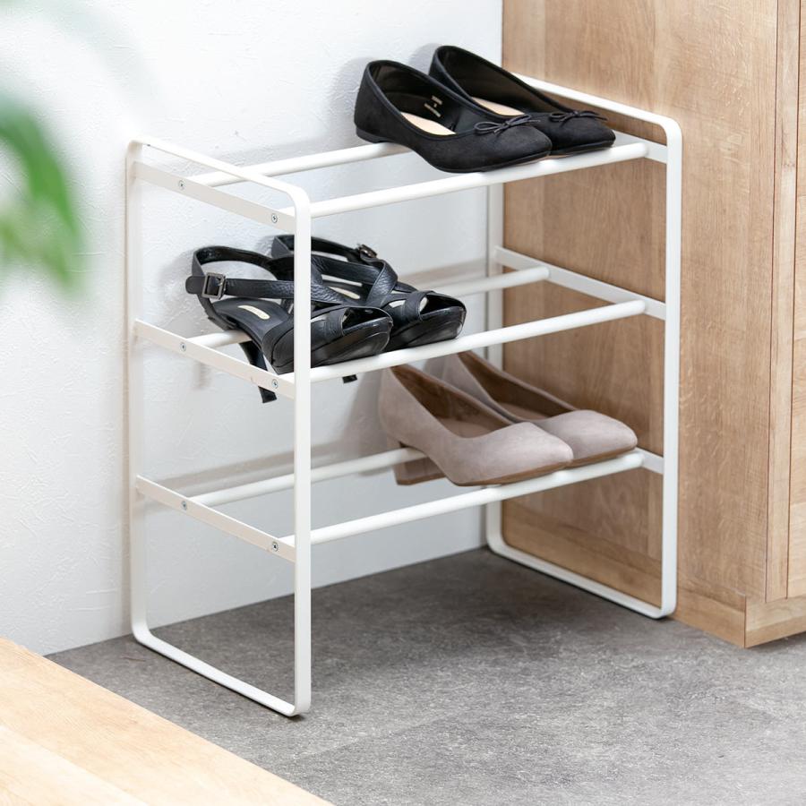 山崎実業 フレーム 伸縮シューズラック フレーム3段 （ 4903208075558 755 シューズボックス 玄関 玄関収納 靴 くつ ブーツ 収納 下駄箱 靴箱 ホワイト ）