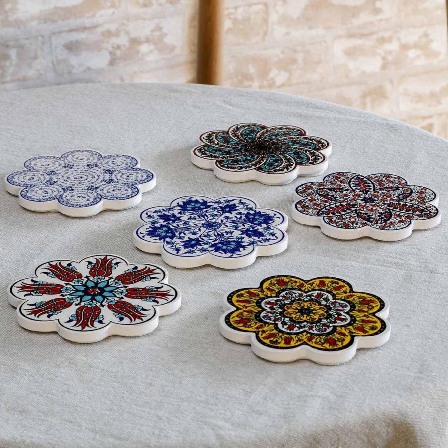 コースター 11cm IZNIK タイルコースター 陶器 ( トルコ陶器 コースター 11cm IZNIK タイルコースター 陶器 ( トルコ陶器