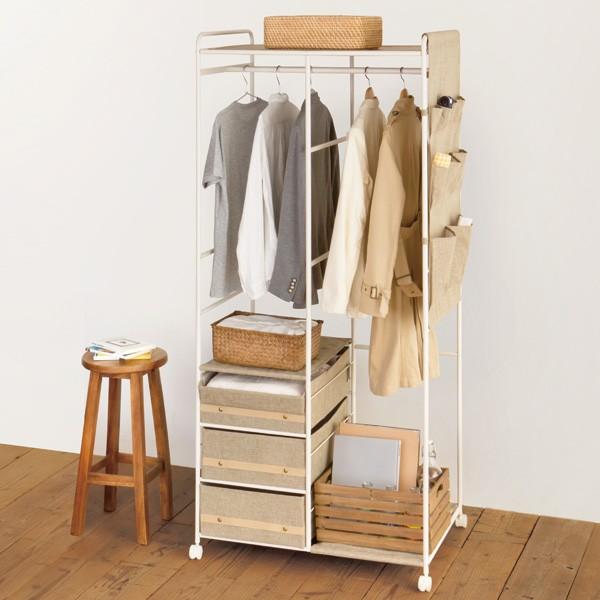 □在庫限り・入荷なし□ハンガーラック 布製引き出し付き 幅80cm プロ