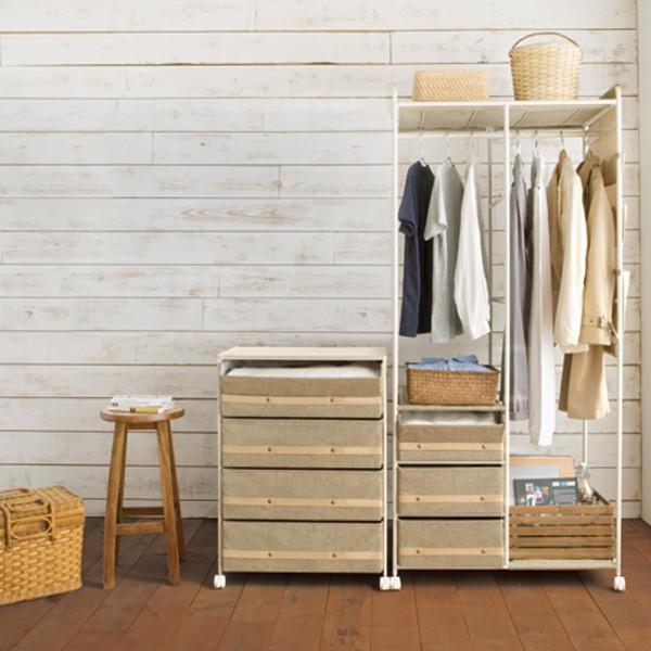 □在庫限り・入荷なし□ハンガーラック 布製引き出し付き 幅80cm プロ