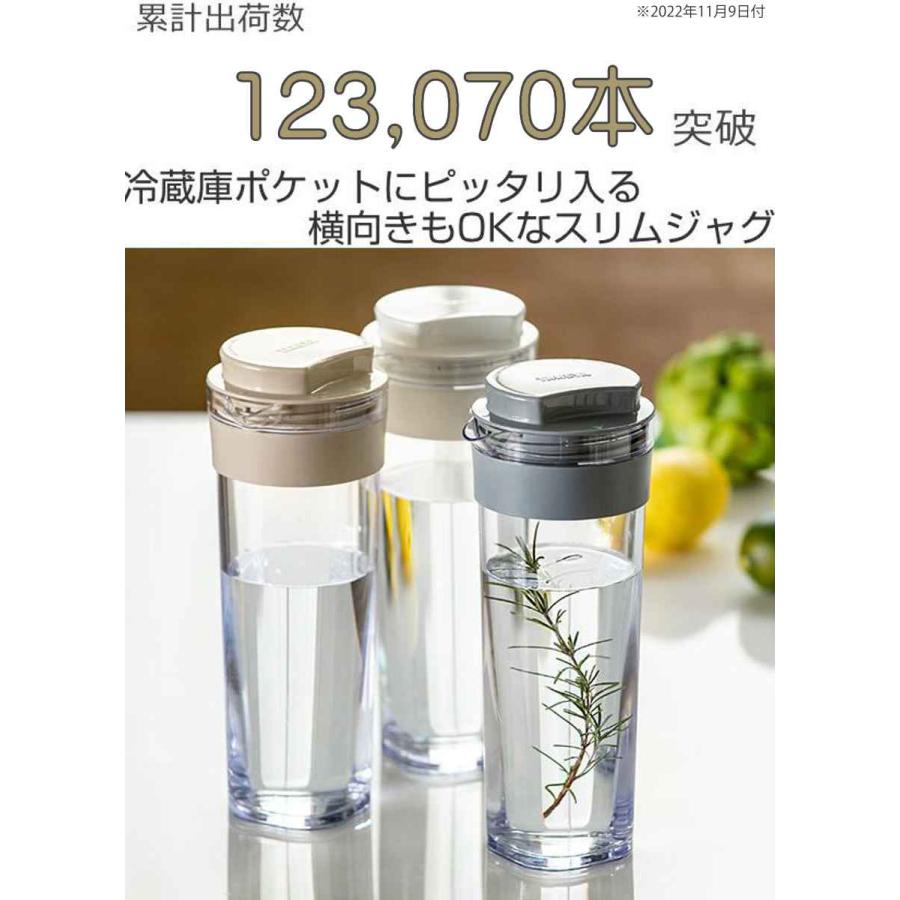 冷水筒 スリムジャグ 1.1L 横置き 縦置き 耐熱 日本製 同色2本セット （ 麦茶ポット ピッチャー 水差し 熱湯 白 ）｜livingut｜05