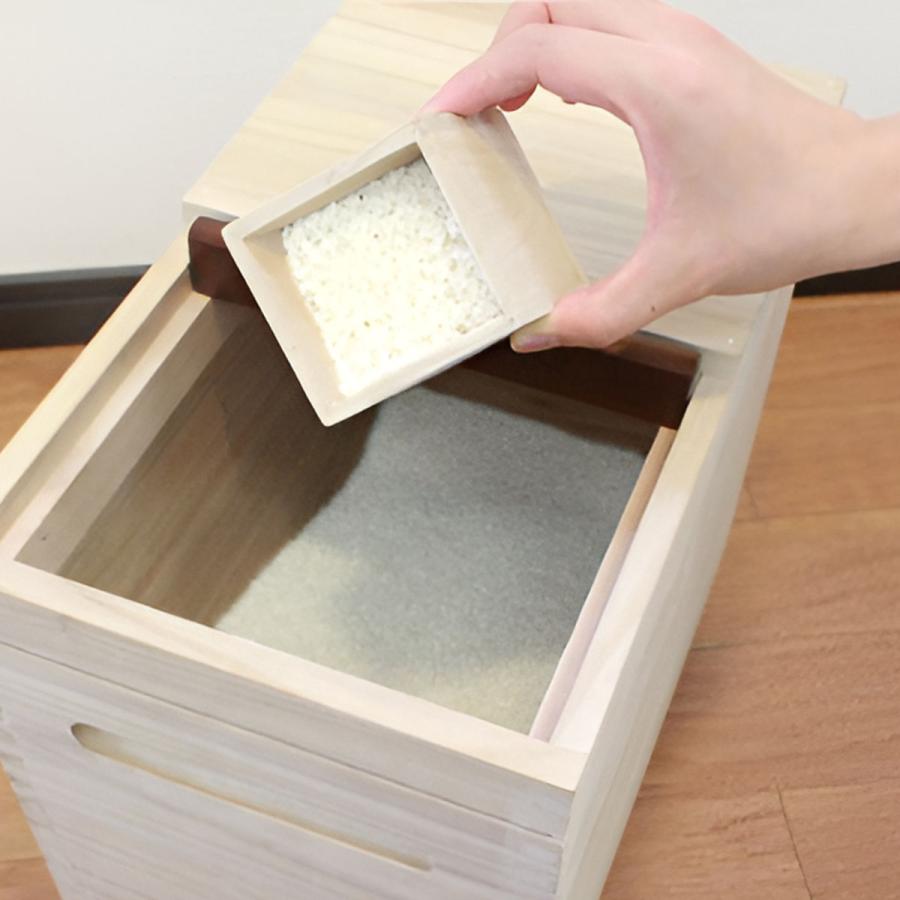 米びつ 桐製 Rice Box 10kg ( 計量マス付き キャスター付き 桐 米びつ 桐製 Rice Box 10kg ( 計量マス付き キャスター付き 桐