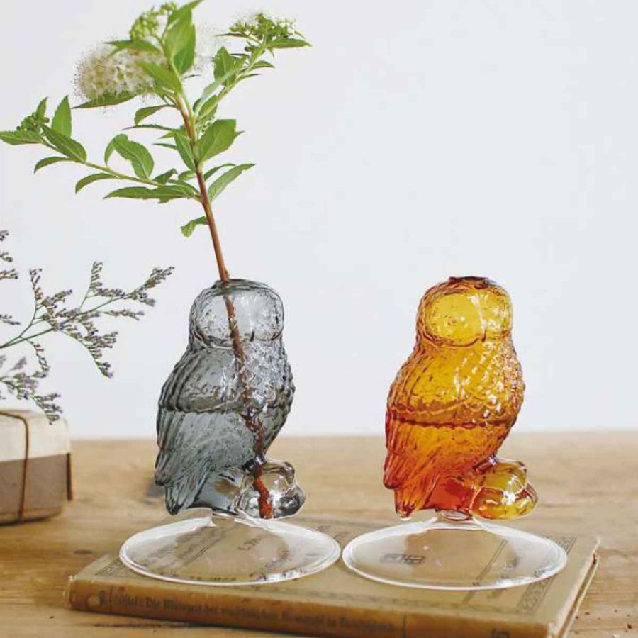 花瓶 ガラス フクロウベース （ 花ビン 花びん 花器 フラワーベース