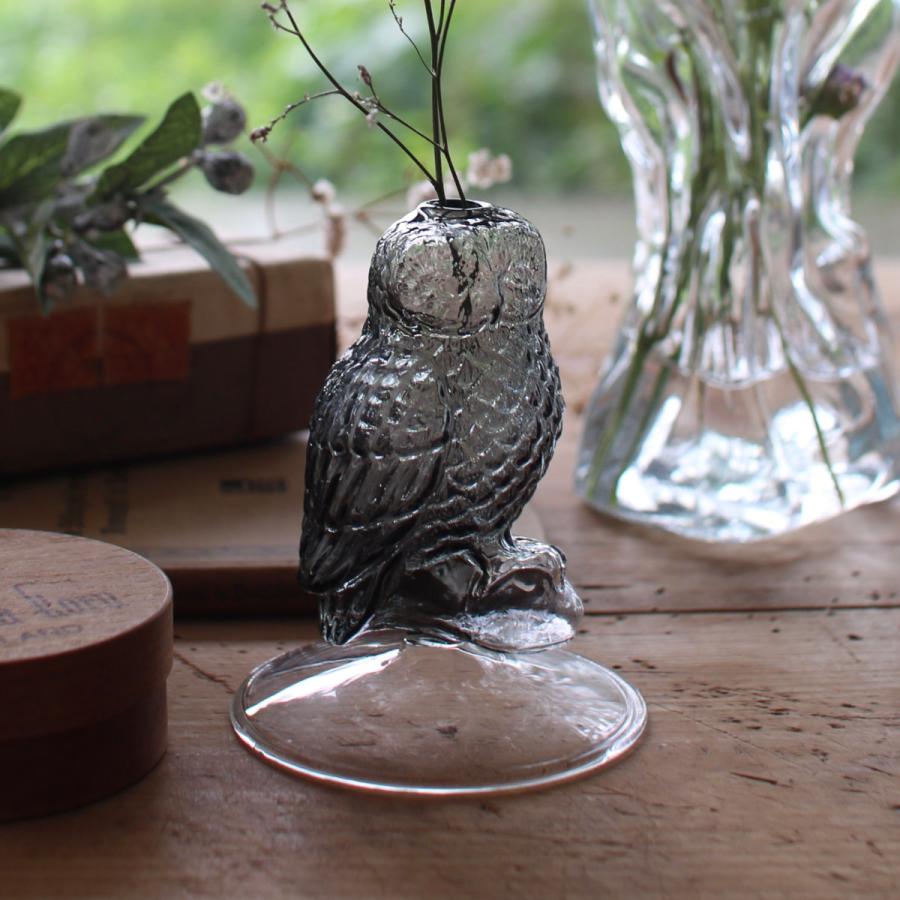花瓶 ガラス フクロウベース （ 花ビン 花びん 花器 フラワーベース