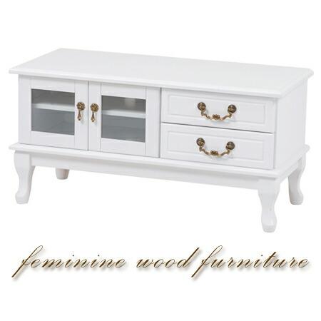 テレビ台 フェミニン 姫系 幅90cm ホワイト （ AVラック TVボード