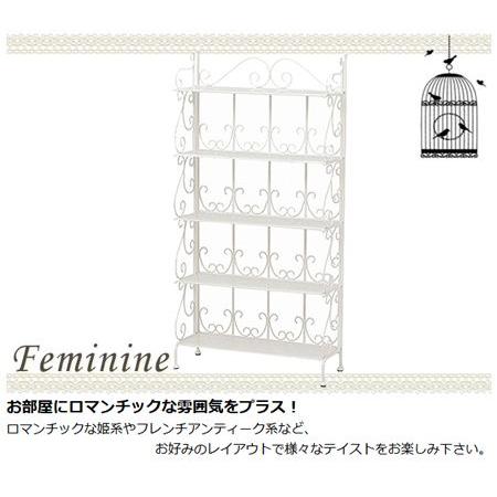 オープンラック 5段 フェミニン 姫系 アイアンフレーム 各段フレーム