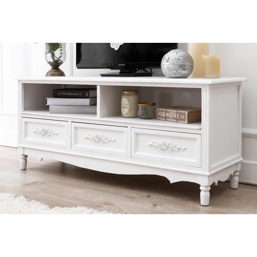 ホワイト テレビ台 引き出しあり テレビ台 ウッドプロダクツ 引き出し 3杯 幅105cm 足付 ホワイト （ AV