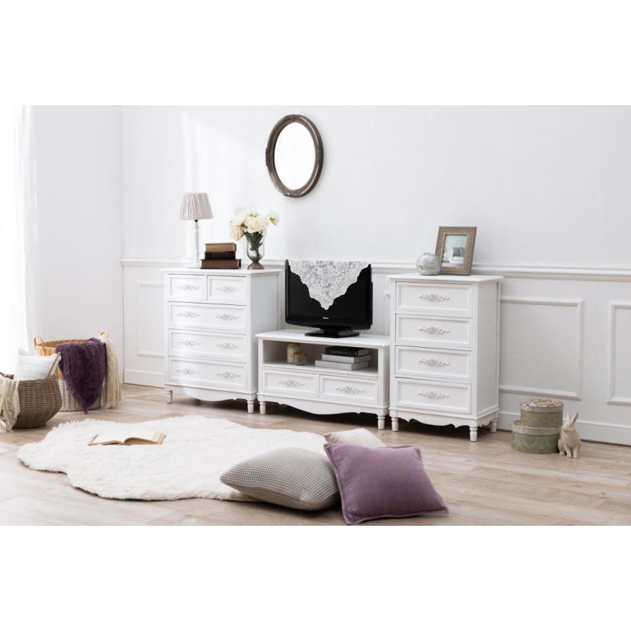 テレビ台 ウッドプロダクツ 引き出し 3杯 幅105cm 足付 ホワイト （ AV