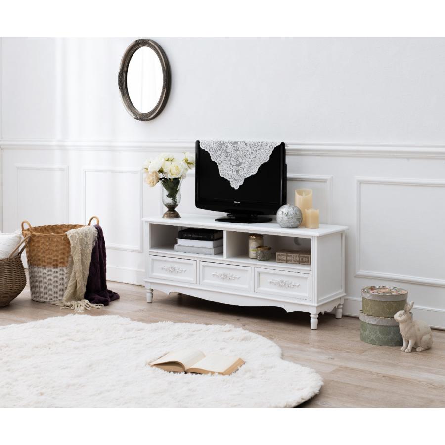 テレビ台 ウッドプロダクツ 引き出し 3杯 幅105cm 足付 ホワイト （ AV