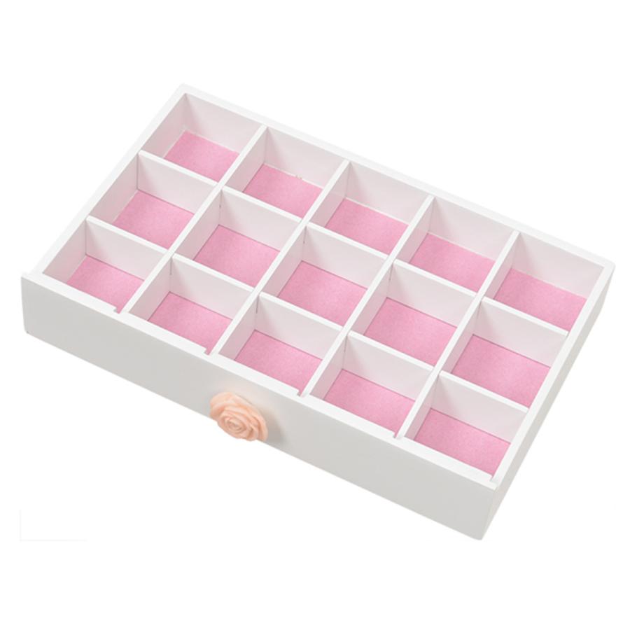 ジュエリーボックス 6段 ミラー付 花型取っ手 幅26cm （ アクセサリー