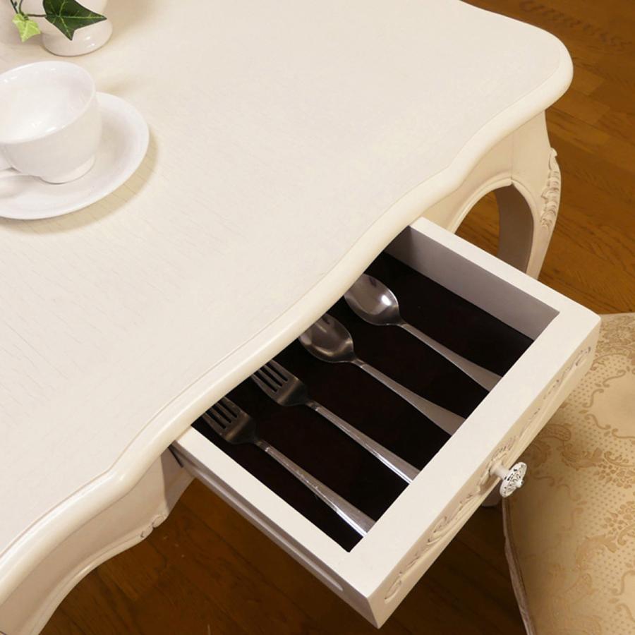 クロシオ ダイニングテーブル 幅75cm コモ 引出付き 猫脚 （ テーブル