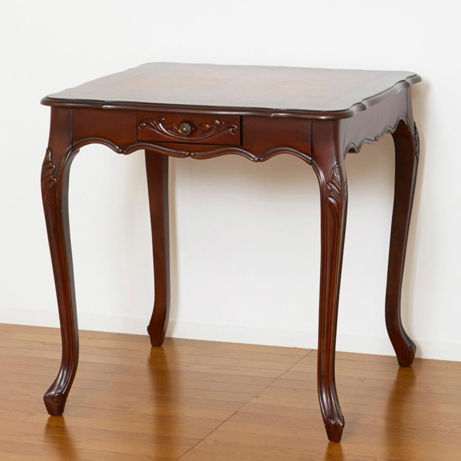 クロシオ　コモダイニングテーブル　猫脚 クロシオ ダイニングテーブル 幅75cm コモ 引出付き 猫脚 （ テーブル