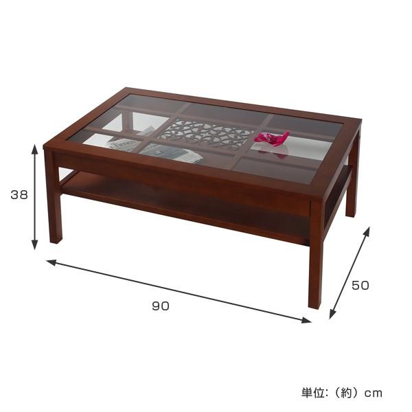 ガラス天板 センターテーブル ローテーブル 木製 スリット棚 □在庫限り・入荷なし□ローテーブル センターテーブル ガラス天板