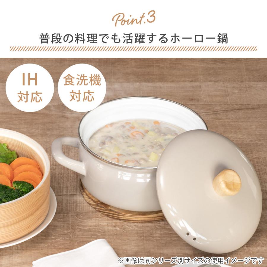 富士ホーロー せいろ付きホーロー鍋 20cm IH対応 ホーロー蓋付き Honey